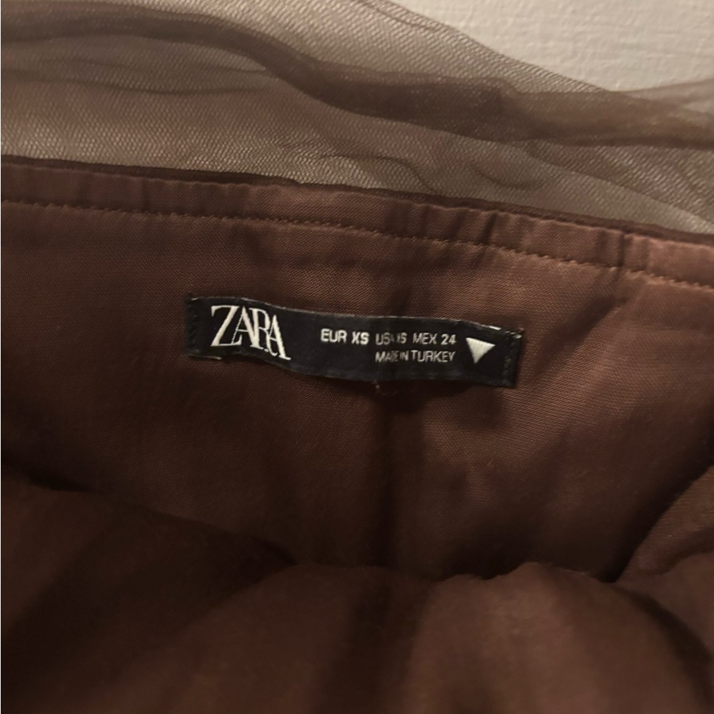Zara Women’s Tulle Chocolate Brown Strapless Corset Bustier Going Out Top - Picture 5 of 5